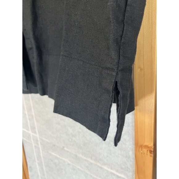 Quince Top European Linen Short Sleeve Shirt Boxy Black Medium Classic - Picture 5 of 8